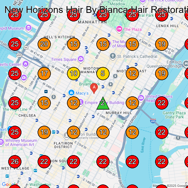 New Horizons Hair By Bianca Hair Restoration And Salon GeoGrid visibility map for Hair Salon in W 42nd St